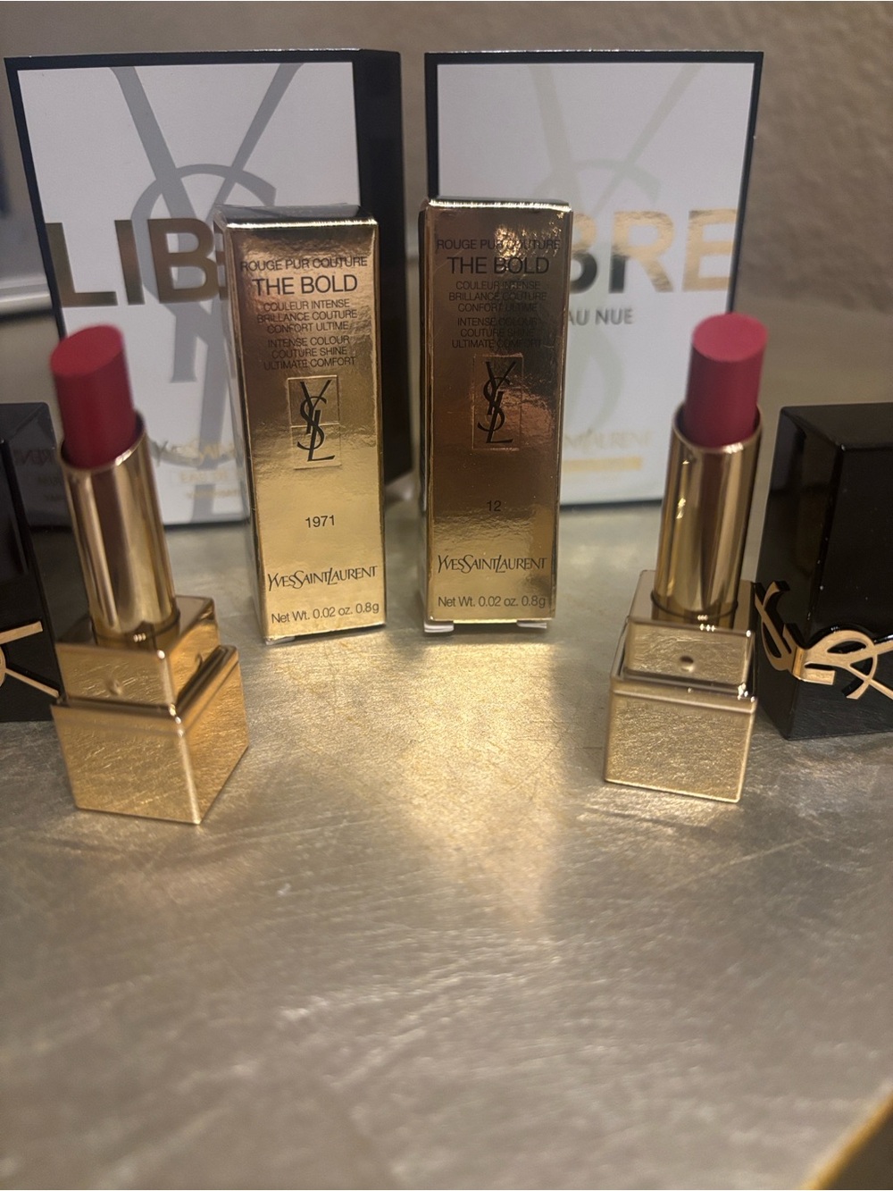 Yves Saint Laurent The Bold Lipstick Duo in Bright Pink #12 and #1971 red